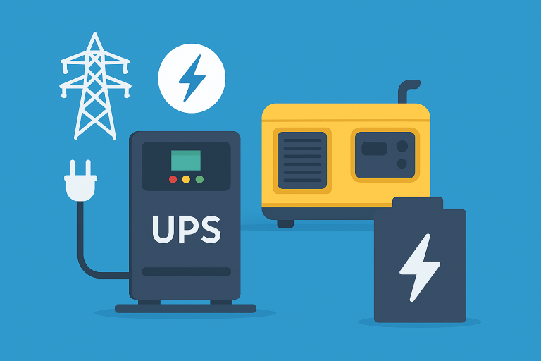 سیستم برق اضطراری شامل UPS و ژنراتور برای تامین برق پشتیبان